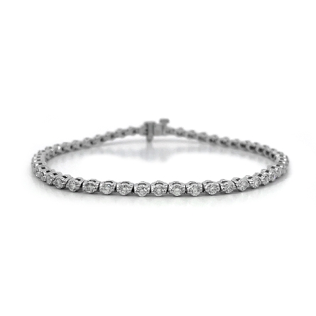 14K White Gold Estate Shared Prong Tennis Brace...
