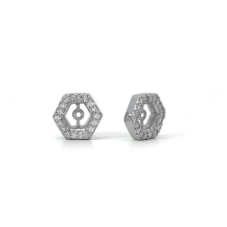 14K White Gold Estate Hexagon Earring Jackets w...