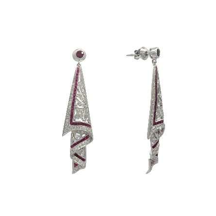 18K White Gold Estate Antique Style Milgrain Dr...