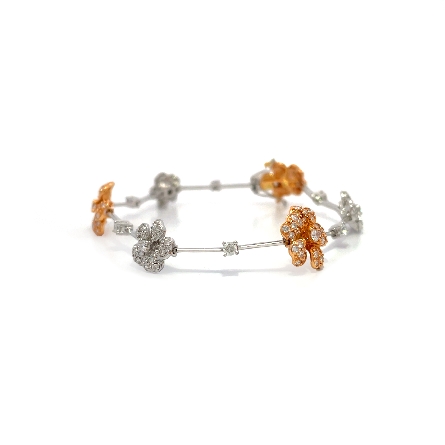 18K White and Rose Gold Estate 7inch Flower Bra...