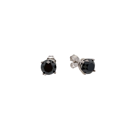 14K White Gold Estate Round 4Prong Stud Earring...