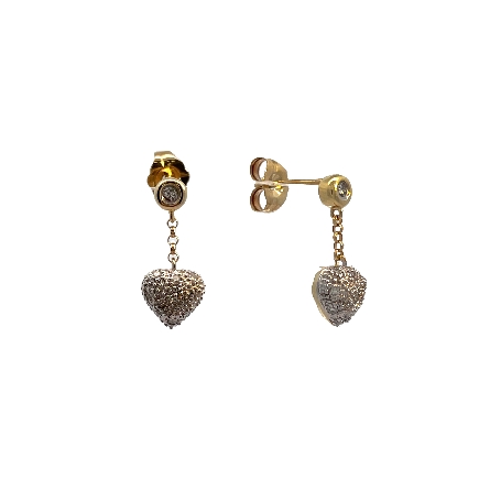 14K Yellow and White Gold Estate Pave Heart Dro...