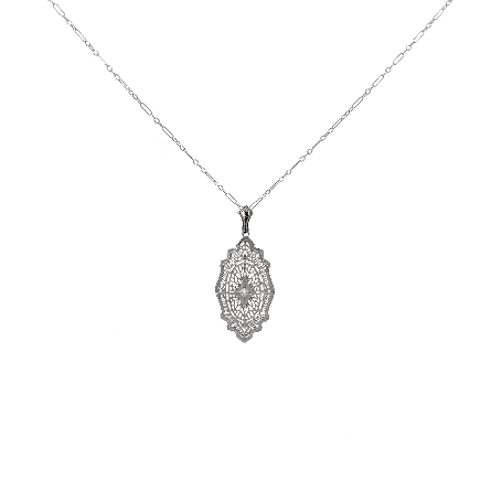 14K White Gold Estate Antique Pendant and Chain...