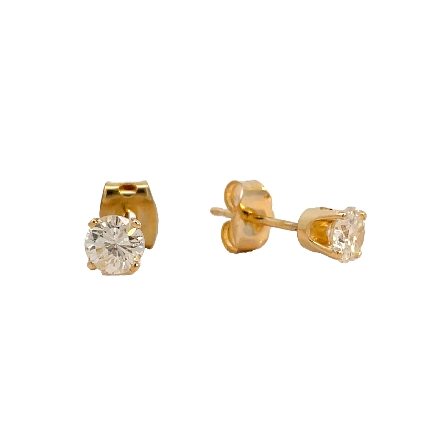 14K Yellow Gold Estate Round 4Prong Stud Earrin...