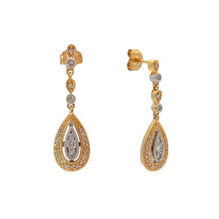 14K Yellow and White Gold Estate Milgrain Teard...