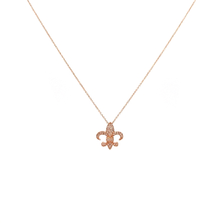 14K Rose Gold Estate Pave Fleur De Lis Milgrain...
