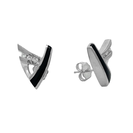 14K White Gold Estate Black Onyx Inlay Channel ...