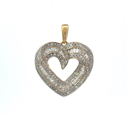 14K Yellow Gold Estate Channel Set Heart Pendan...