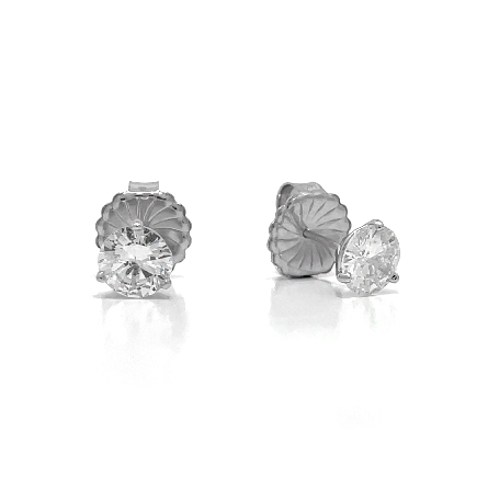 14K White Gold Estate Martini Stud Monster Back...