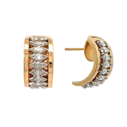 14K Yellow Gold and Platinum Estate Half Hoop E...