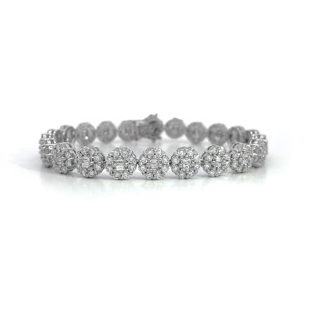 18K White Gold Estate Cluster Line Bracelet w/1...