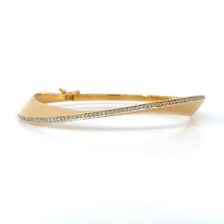 18K Yellow Gold Estate Wave Bangle Bracelet w/9...