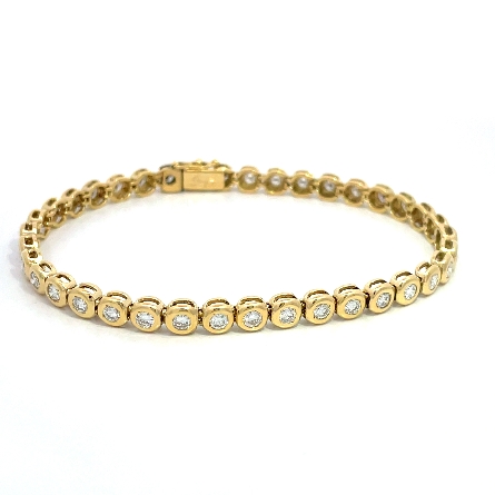 14K Yellow Gold Estate Bezel Line Bracelet w/38...