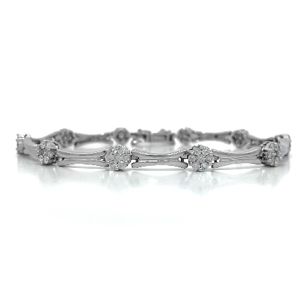 14K White Gold Estate 7inch Bar and Cluster Sta...