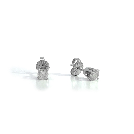 14K White Gold Estate 4Prong Diamond Stud Earri...