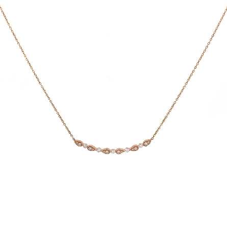14K Rose Gold Estate Curved Milgrain Bar Link N...