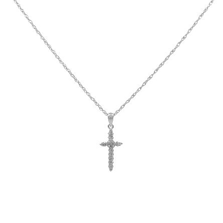 14K White Gold Estate Shared Prong Cross Pendan...