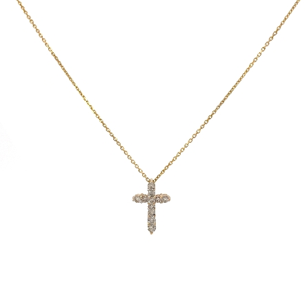 14K Yellow Gold Estate Shared Prong Cross Penda...