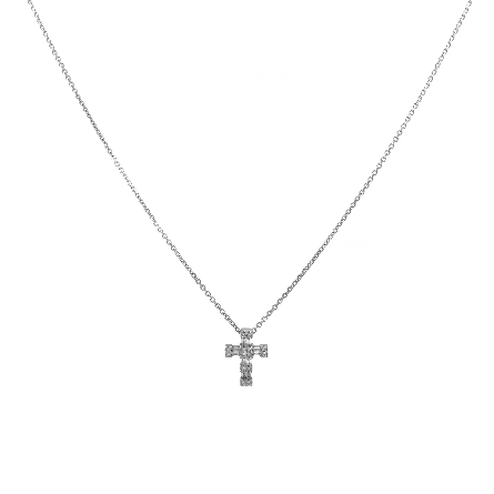 14K White Gold Estate Prong Set Cross Pendant o...