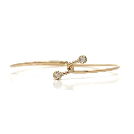 14K Yellow Gold Estate Double Bezel Hook Bangle...