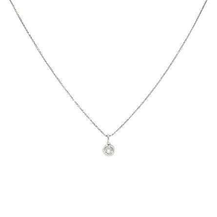 14K White Gold Estate Round Bezel Pendant w/5Di...