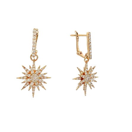 /home/earthtreasures/catalog.shopearthtreasures.com/imagedumplarge/EARTH_U3-302596.jpg 14K Yellow Gold Estate Pave Starburst Drop Earr...