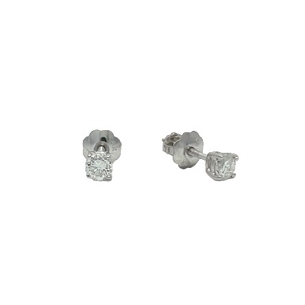 14K White Gold Estate Four Prong Threaded Post ...