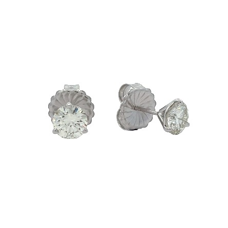 14K White Gold Estate Martini Stud Earrings w/2...
