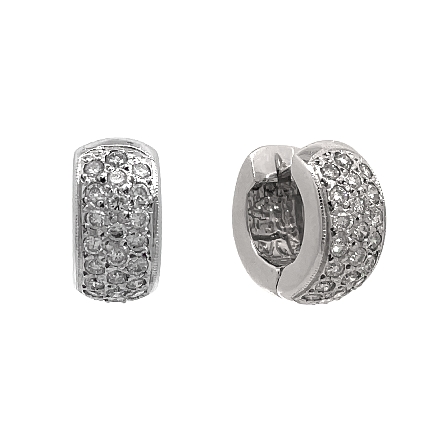 /home/earthtreasures/catalog.shopearthtreasures.com/imagedumplarge/EARTH_U3-302647.jpg 14K White Gold Estate 3 Row Pave Huggie Hoop Ea...