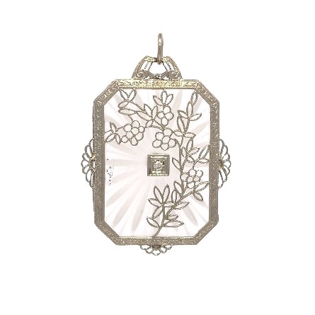 14K White Gold Estate Quartz Rectangular Antiqu...
