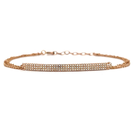 /home/earthtreasures/catalog.shopearthtreasures.com/imagedumplarge/EARTH_U3-302654.jpg 14K Rose Gold Estate 3Row Pave Bar Bracelet w/D...