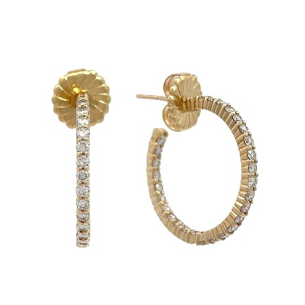 14K Yellow Gold Estate Shared Prong In/Out Hoop...