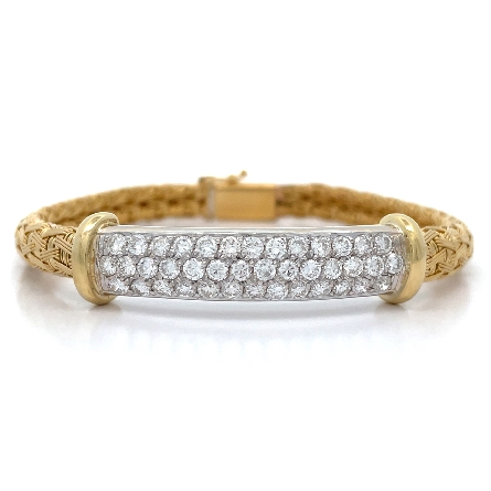 /home/earthtreasures/catalog.shopearthtreasures.com/imagedumplarge/EARTH_U3-302767.jpg 18K Two Tone Estate Woven Pave Bar Bracelet w/D...
