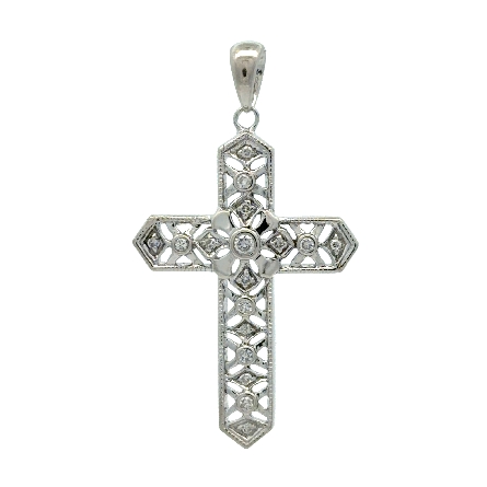 /home/earthtreasures/catalog.shopearthtreasures.com/imagedumplarge/EARTH_U3-302866.jpg 14K White Gold Estate Milgrain Bezel Cross Pend...