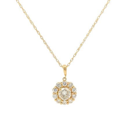/home/earthtreasures/catalog.shopearthtreasures.com/imagedumplarge/EARTH_U3-302912.jpg 14K Yellow Gold Estate Round Halo Pendant on 18...