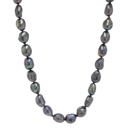14K White Gold Estate 17inch Black Tahitian Pearl Necklace 