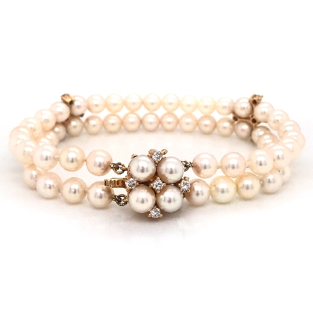 14K Yellow Gold Estate Cultured Pearl Double Ro...