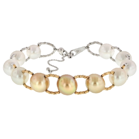 18K White Gold Estate 9.8-13.3mm South Sea and Golden South Sea Pearls 7.5inch Bracelet