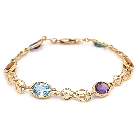 14K Yellow Gold Estate Multi Color 7inch Link B...