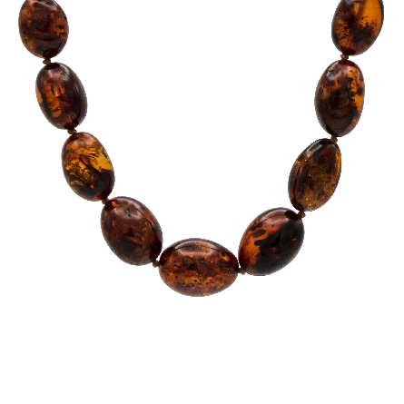 Plated Clasp Estate Amber Bead 20inch Necklace 