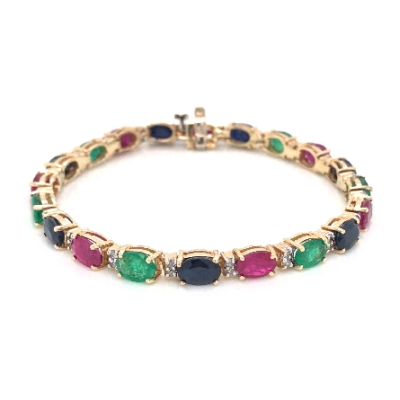14K Two Tone Gold Estate 6 inch Ruby; Sapphire ...