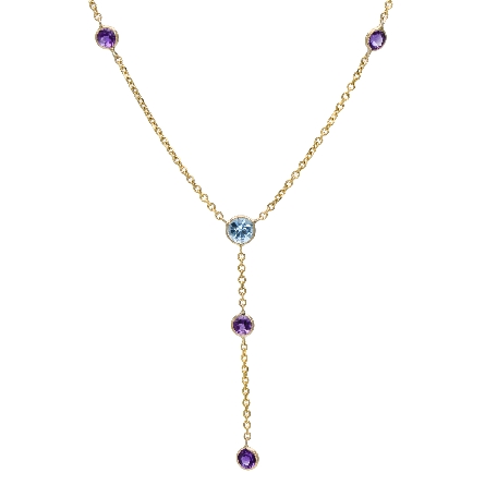14K Yellow Gold Estate 16inch Amethyst and Blue...