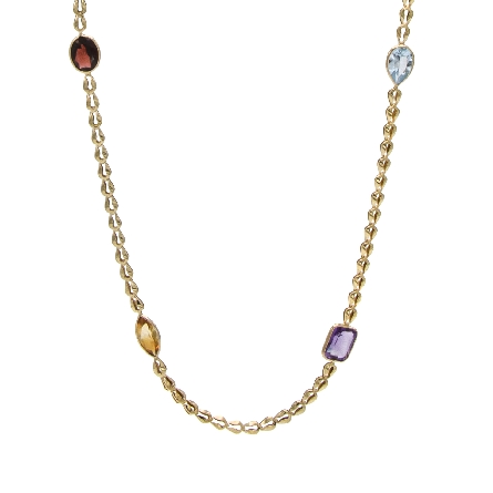 14K Yellow Gold Estate 30inch Amethyst; Blue To...
