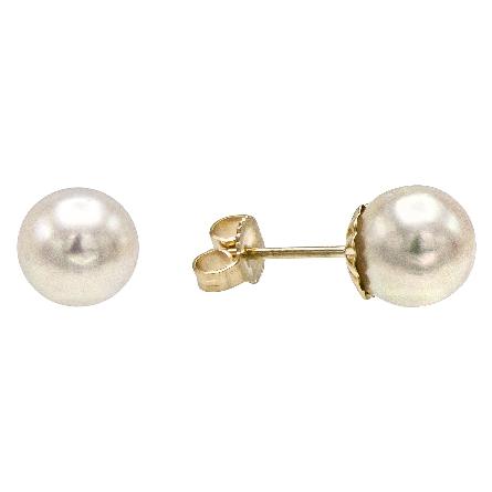 14K Yellow Gold Estate Cultured Pearl Stud Earr...