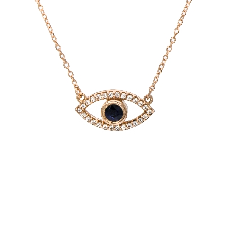 14K Rose Gold Estate 16inch Sapphire Eye Necklace w/26Diams=.13apx 1.6dwt