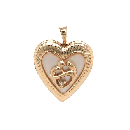 10K Yellow Gold Estate Mother of Pearl Heart Mo...