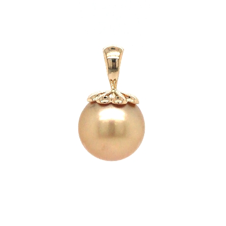 14K Yellow Gold Estate Golden South Sea Cultured Pearl 11.9mm Pendant 