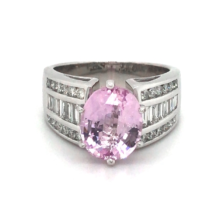 14K White Gold Estate Oval Pink Sapphire Ring w...