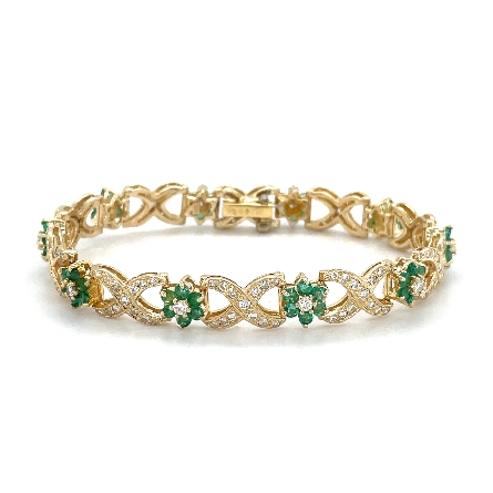 14K Yellow Gold Estate 6.5inch X and Flower Lin...
