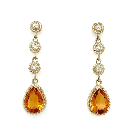 14K Yellow Gold Estate Pear Shaped Citrine Drop...